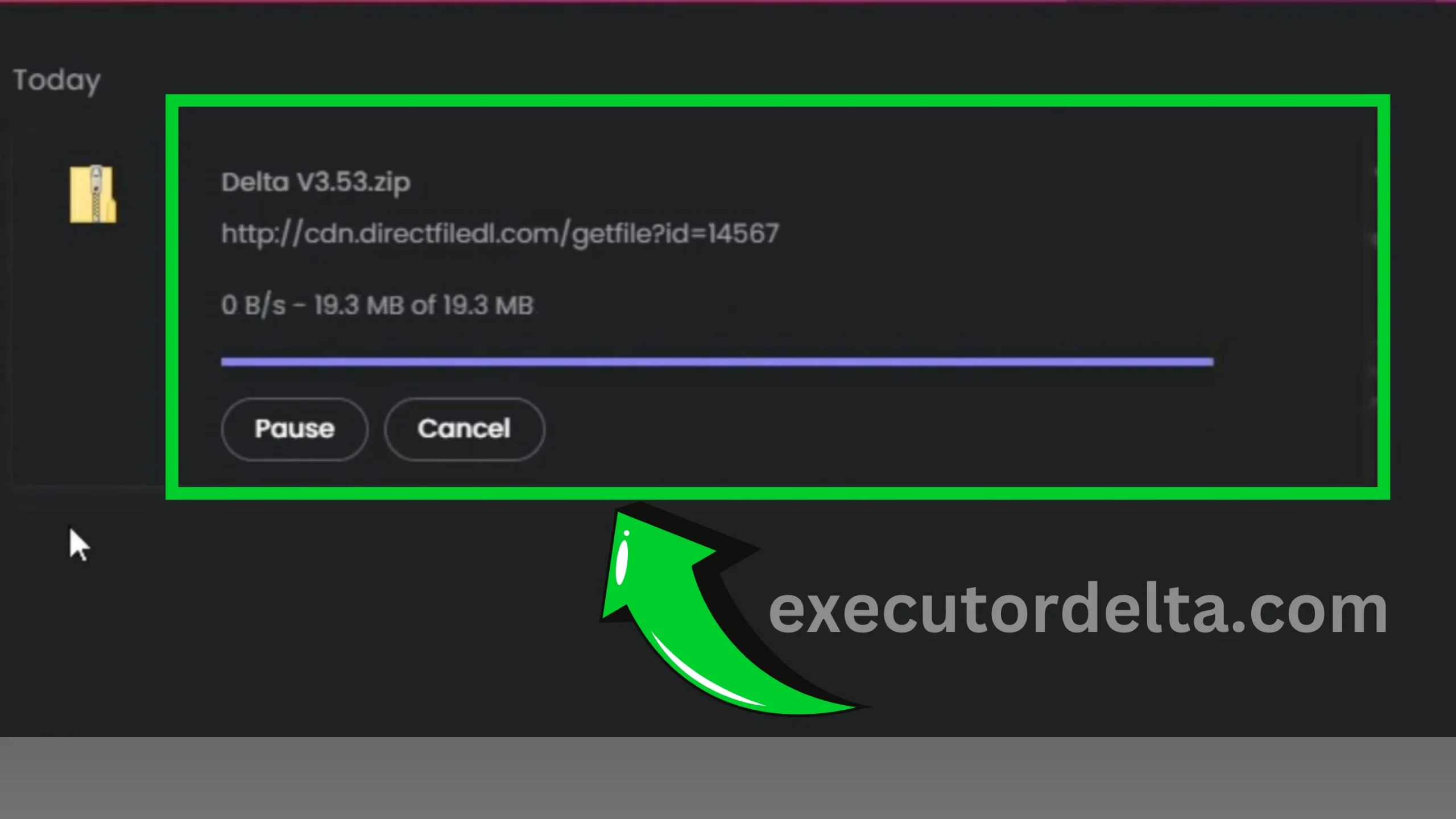 Delta zip file downloaded in downloads folder screenshot image