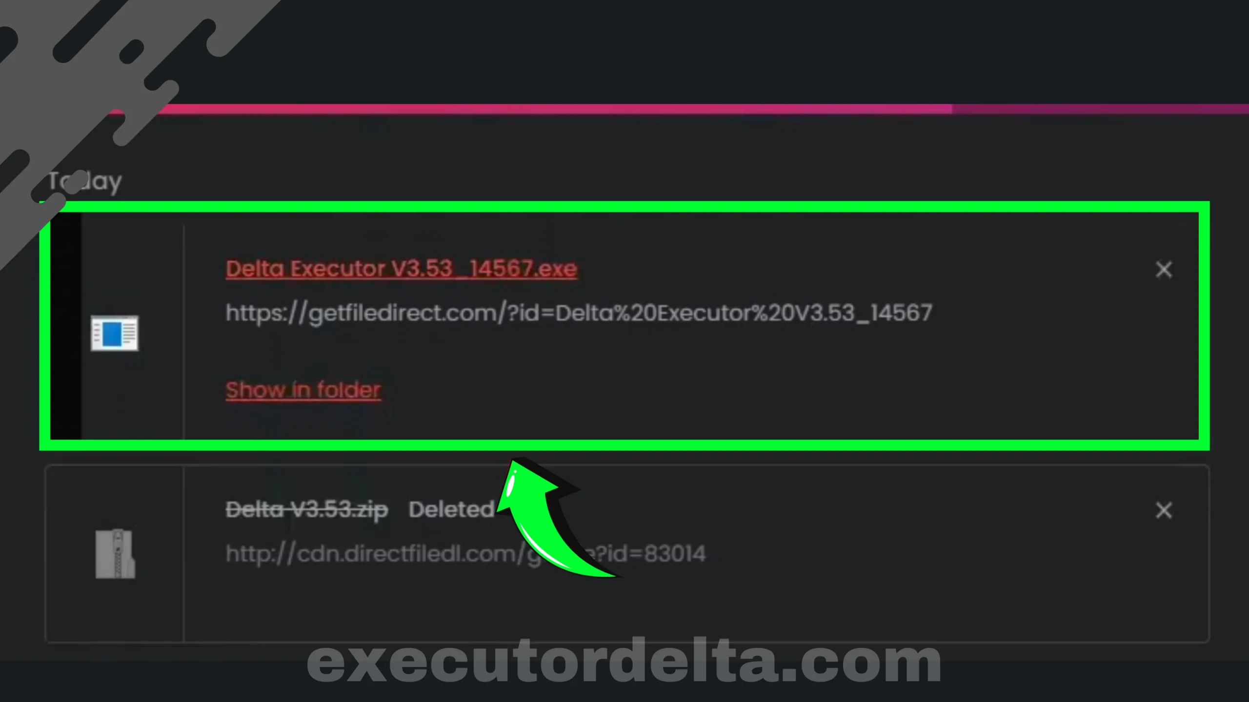 Downloads folder having Delta executor file screenshot image