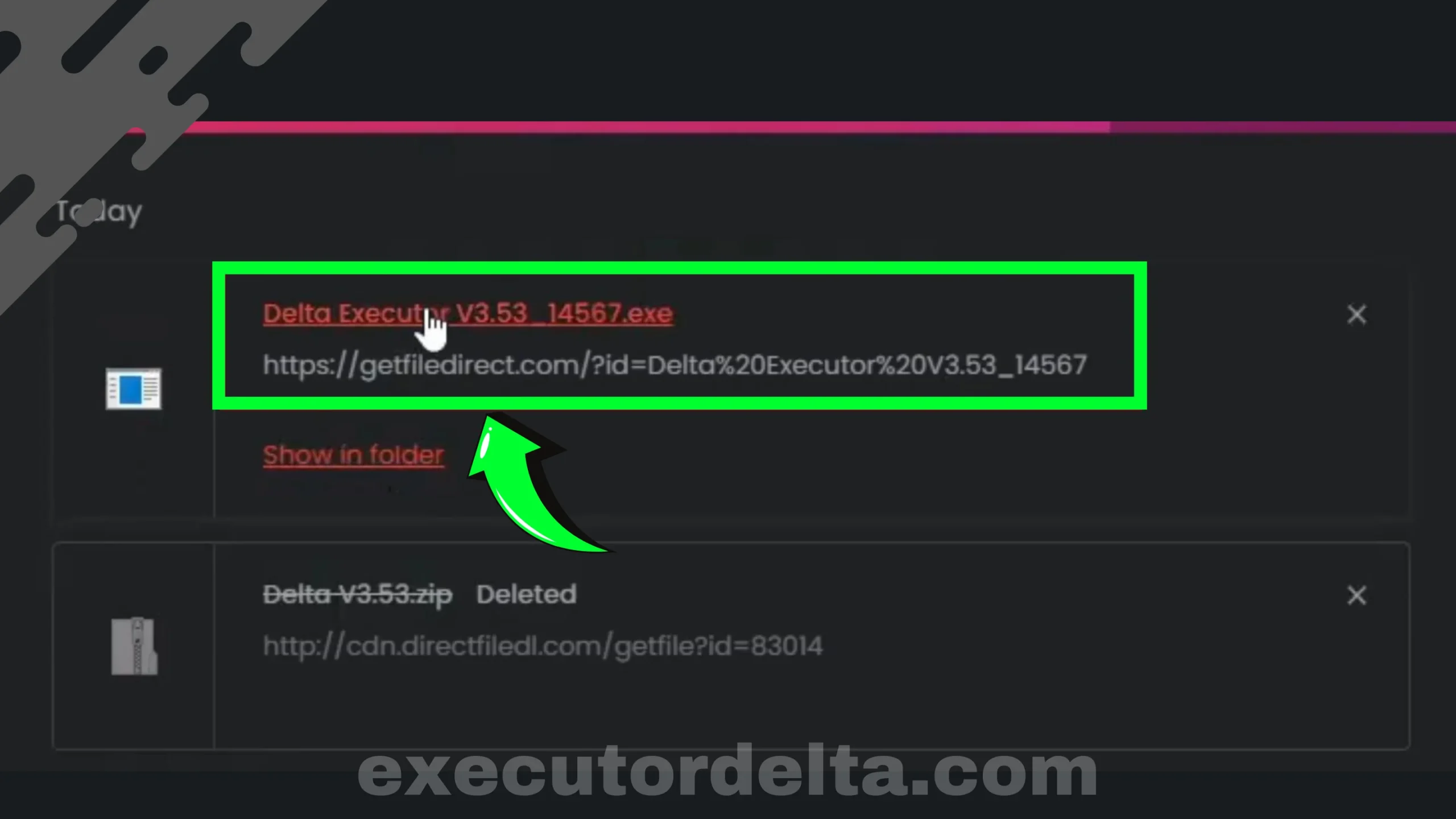 opening downloaded Delta file screenshot image