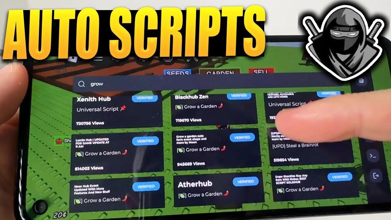 Delta Executor script hub auto scripts Roblox Grow a Garden Xenith Hub layout